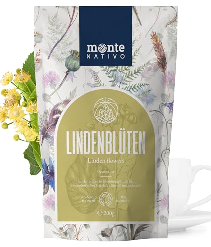 Lindenblütentee Monte Nativo (200 g) - Linde schonend getrocknet - Lindenblüten getrocknet zur jeder Zeit - 100% rein und natürlich - als Kräutertee oder Tee Geschenk - Früchtetee von Monte Nativo