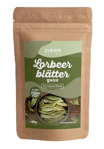 Lorbeerblätter getrocknet Monte Nativo (250g) - Premium Qualität Gewürze & Kräuter - Lorbeer ideal zum Kochen - Fische, Suppen und Eintöpfen - Bay Leaves von Monte Nativo