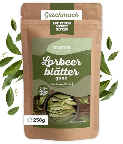 Lorbeerblätter getrocknet Monte Nativo (250g) - Lorbeer gerebelt - Bay Leaves - Schonend getrocknete und aromatische Gewürze ideal zum Kochen und Würzen - Intesives Aroma und Geschmack von Monte Nativo