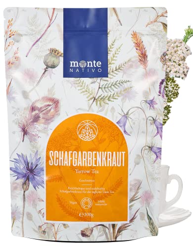 Schafgarbe Tee Monte Nativo (300g) - Schafgarbenkraut als Schafgarbentee schonend getrocknet - 100% natürlich und ohne Zusatzstoffe - Aromatischer Kräutertee für einen köstlichen Aufguss von Monte Nativo