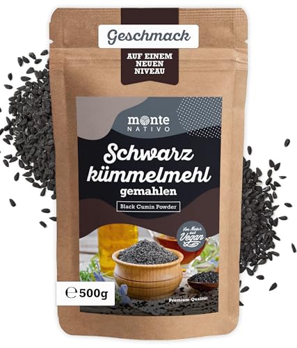 Schwarzkümmel gemahlen - Monte Nativo (500g) - Schwarzkümmelpulver - Schwarzkümmelmehl - Schonend getrocknete und aromatische Gewürze ideal zum Kochen und Würzen - Intesives Aroma und Geschmack von Monte Nativo
