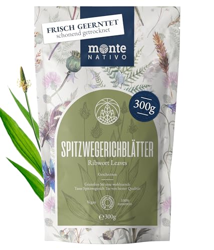 Spitzwegerich Tee Monte Nativo (300g) - Schonend geschnitten und getrocknet Spitzwegerichblätter - 100% natürlich und ohne Zusatzstoffe - Aromatischer Kräutertee für einen köstlichen Aufguss von Monte Nativo