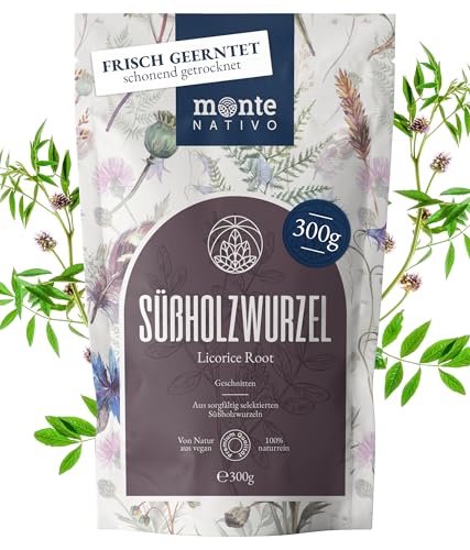 Süßholzwurzel Tee Monte Nativo (300g) - Süssholzwurzel Tee schonend getrocknet und geschnitten - Süßholz reich an natürlicher Süße und ohne Zusatzstoffe - Licorice root (Glycyrrhiza glabra) von Monte Nativo