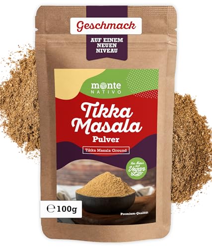 Tikka Masala Gewürz Monte Nativo (100g) - Indische Gewürze - Schonend getrocknete und aromatische Gewürze ideal zum Kochen und Würzen - Intesives Aroma und Geschmack von Monte Nativo