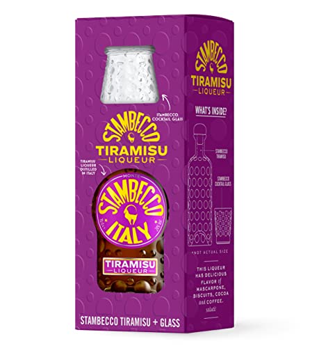 Stambecco Tiramisu Liqueur 0,7l Geschenkpackung mit original Glas - Italienischer Likör mit Tiramisugeschmack für ein köstliches Trinkabenteuer von Monte Stambecco
