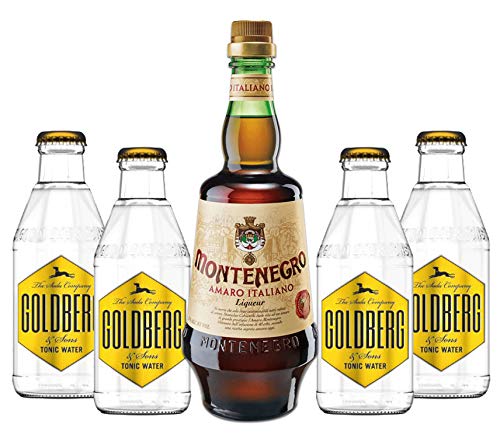 Montenegro & Tonic Set - Montenegro Amaro Italiano Likör 0,7L (23% Vol) + 4x Goldberg Tonic Water 200ml inkl. Pfand MEHRWEG von Montenegro-Montenegro