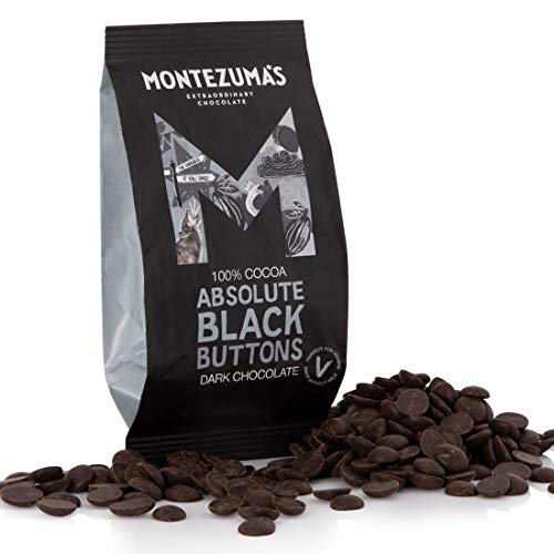Montezuma's Absolute Black 100% Kakao Dunkle Schokolade Knöpfe, glutenfrei und vegan, 180 g Beutel von Montezuma's