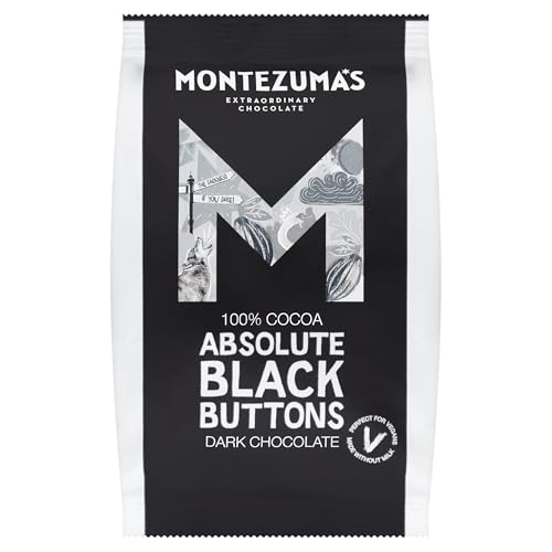 Montezuma's Absolute Black 100% Kakao Dunkle Schokolade Knöpfe, glutenfrei und vegan, 180 g Beutel Montezuma's Absolute Black 100% Kakao Dunkle Schokolade Knöpfe, glutenfrei und vegan, 180 g Beutel von Montezuma