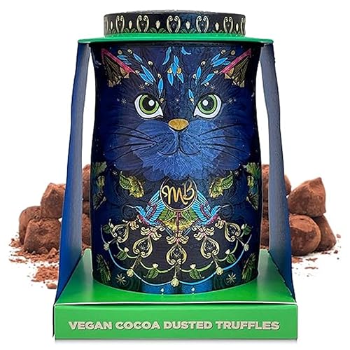 Monty Bojangles Cocoa Nib Nights Cat Tin | Vegane, mit Kakao bestäubte Schokoladentrüffel, Mitternachtsprinz-Katze – 135 g (Midnight Prince) von Monty Bojangles