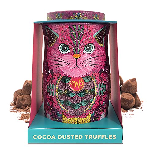 Monty Bojangles Choccy Scoffy Cat Tin | Mit Kakao bestäubte Schokoladentrüffel, Rosa Perserkatze – 135 g von Monty Bojangles