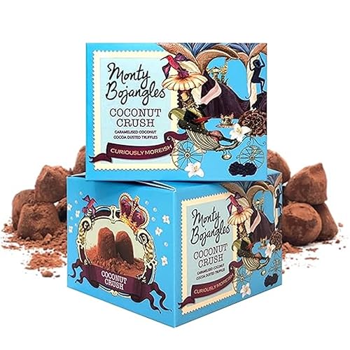 Monty Bojangles Coconut Crush Schokoladentrüffel mit Kakao bestäubt (2 x 150 g Schoko-Geschenkbox), Geschmack Caramelised Coconut, preisgekrönt von Monty Bojangles