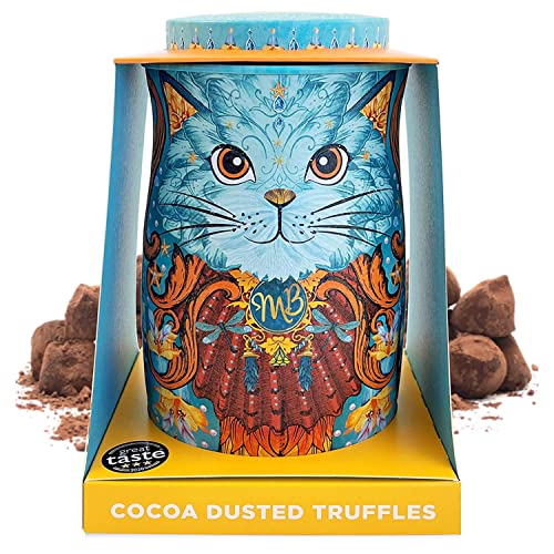 Monty Bojangles Coconut Crush Cat Tin | Mit Kakao bestäubte Schokoladentrüffel, Hellblaue Katze – 135 g von Monty Bojangles