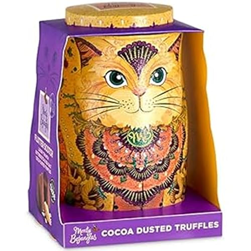 Monty Bojangles Flutter Scotch Cat Tin | Mit Kakao bestäubte Schokoladentrüffel, Katze in Savannengold – 135 g (Savanna Gold) von Monty Bojangles