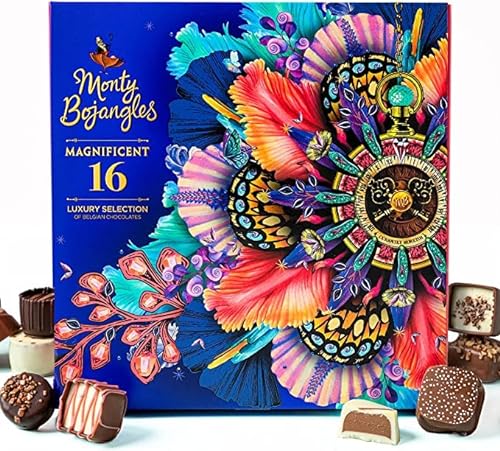 Monty Bojangles Luxuriöse belgische Schokoladenauswahl (16 x Pralinen) - Vollmilch, weiß, dunkle, Karamell und mehr - hochwertige Geschenkbox - perfekt für saisonale und persönliche Geschenke von Monty Bojangles