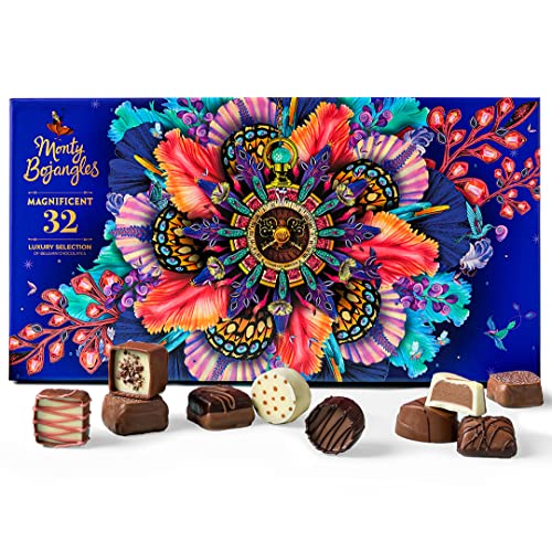 Monty Bojangles Grandiose Auswahl an luxuriöser belgischer Schokolade | Geschenkbox – Sortiment von 32 belgischen Vollmilch- Zartbitter- und weißen Pralinen, 452g von Monty Bojangles