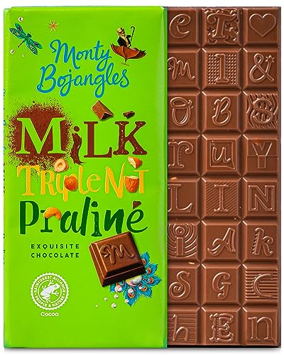 Monty Bojangles Milchschokolade Dreifachnuss Praline Riegel | Exquisite Schokolade, 150g von Monty Bojangles