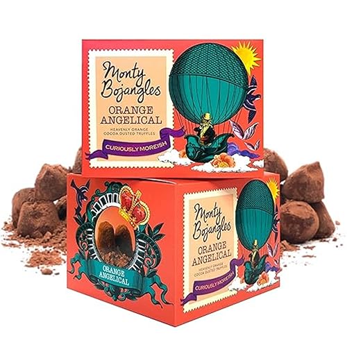 Monty Bojangles Orange Angelical Schokoladentrüffel mit Kakao bestäubt (2 x 150 g Schoko-Geschenkbox), Geschmack Heavenly Orange, preisgekrönt von Monty Bojangles