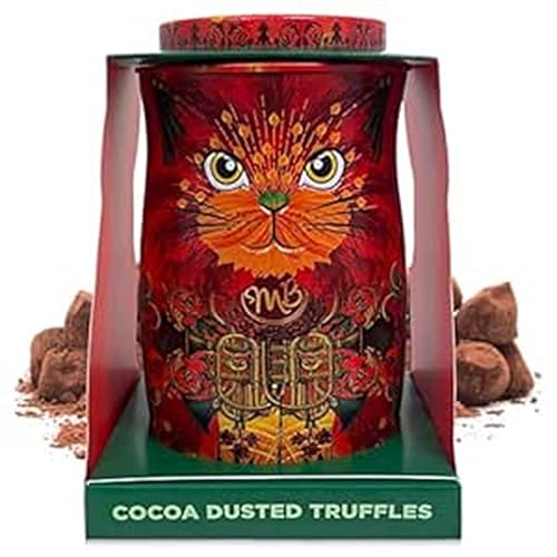 Monty Bojangles Fire Dancer Trüffelpralinenschachtel (135 g) - Luxuriöse Trüffel-Pralinen mit Orangen-Angelical-Geschmack - Schokoladenpralinenschachtel zum Sammeln mit Katzenmotiv von Monty Bojangles