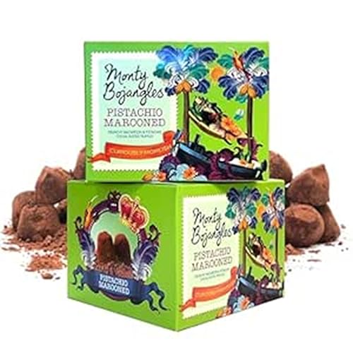 Monty Bojangles Pistachio Marooned Schokoladentrüffel mit Kakao bestäubt (2 x 150 g Schoko-Geschenkbox), Geschmack Macaroon & Pistachio, preisgekrönt von Monty Bojangles