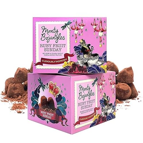 Monty Bojangles Ruby Fruit Sunday Schokoladentrüffel mit Kakao bestäubt (2 x 150 g Schoko-Geschenkbox), Geschmack Red Berry & Biscuit, preisgekrönt von Monty Bojangles
