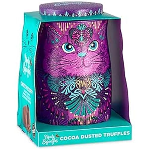 Monty Bojangles Violet Rebel Schokoladentrüffel (135 g) mit Kakao bestäubt, Pralinen Gerschenk in individueller Sammlerdose mit Katzen-Design, Geschmack Choccy Scoffy, Pralinen Gerschenk Gerburtstag von Monty Bojangles