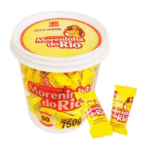 Feiner Erdnuss-Riegel, Plastikdose x 50 Einheiten - Paçoca Rolha Tradicional Moreninha do Rio 750g Feiner Erdnuss-Riegel, Plastikdose x 50 Einheiten - Paçoca Rolha Tradicional Moreninha do Rio 750g von Moreninha do Rio