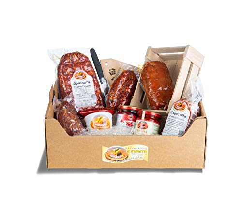 Moretti® Geschenkkorb Wurstwaren und Zubehör | Kalabrische Salami-Spezialitäten | Reise in den süßen und würzigen Geschmack | Verschiedene Kombinationen | Nduja Capocollo Soppressata (Würzig) von Moretti Salumi Di Tradizione