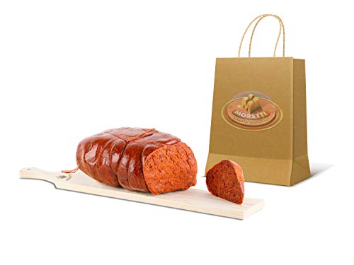 Moretti® Nduja Calabrese Di Spilinga Würziges Original Artisan | Vakuumverpackung | Keine GVO 100% NATÜRLICH im Darm | Streichsalami aus reinem Schweinefleisch (Nduja BIG) von Moretti Salumi Di Tradizione