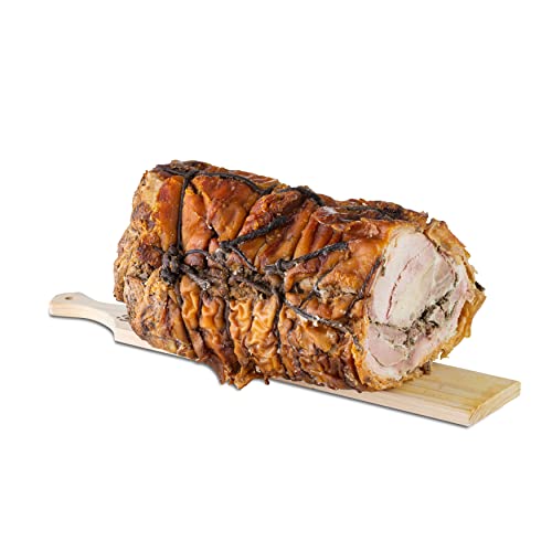 Moretti® Porchetta aus Ariccia vakuumverpackt | Außen knusprig | Typisches Produkt | Glutenfrei | Ohne Konservierungsstoffe | Als Geschenk-Schneidebrett (4KG) von Moretti Salumi Di Tradizione