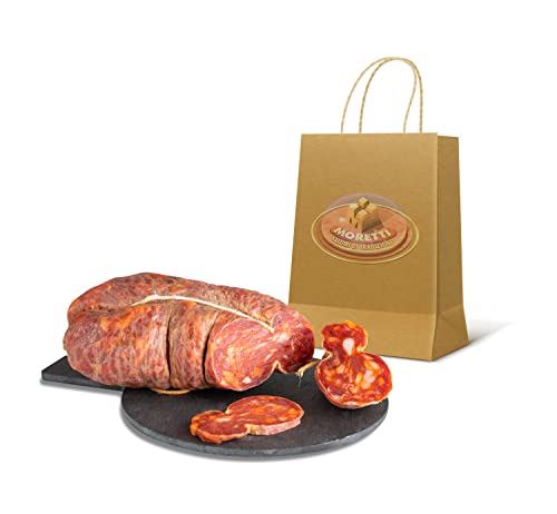 Moretti® handwerklich gewürzte Soppressata | Traditionelle Salami | Hergestellt in Kalabrien (süßer Rotschopf 1 Packung 300gr) von Moretti