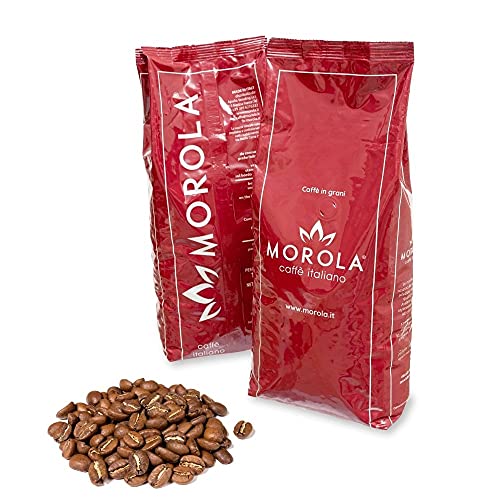 Morola Caffè Italiano - Kaffeebohnen - Mischung Rosso - 1000-g-Beutel - 1Kg-Packung mit Einwegventil für Eine Bessere Konservierung - Kaffee Made in Italy von Morola