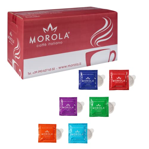 Morola Caffè Italiano - Pads Tasting Kit – Kompostierbare Pods ESE44 – Coffee Tasting Classico, Arancio, Limited, Cremoso, Decaffeinato, El Mirador (120, Kaffeepads) - Kaffee Made in Italy von Morola