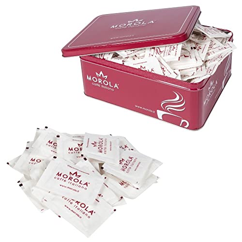 Morola Caffè Italiano - Weißer Zucker - Kit mit 300 weißen Zuckerbeuteln + Mehrzweck-Metallbox - Kaffee-Zubehör-Set - Zucker Made in Italy von Morola