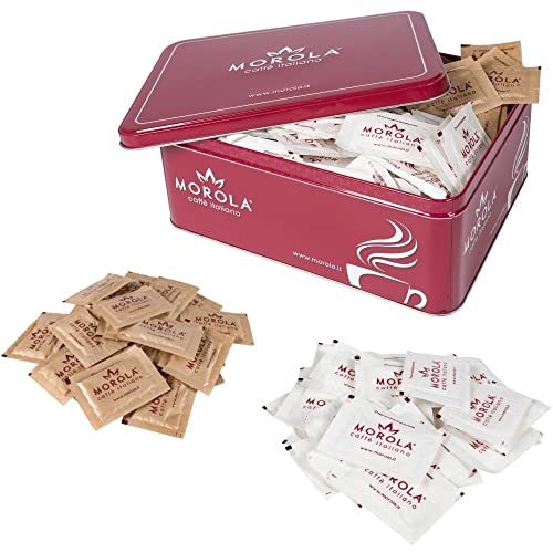 Morola Caffè Italiano - Zuckermischung 300 Stück – Set mit 150 Tütchen Weißzucker und 150 Tütchen Rohrzucker + Mehrzweck-Metallbox – Kaffee-Zubehör-Set - Zucker Made in Italy Morola Caffè Italiano - Zuckermischung 300 Stück – Set mit 150 Tütchen Weißzucker und 150 Tütchen Rohrzucker + Mehrzweck-Metallbox – Kaffee-Zubehör-Set - Zucker Made in Italy von Morola