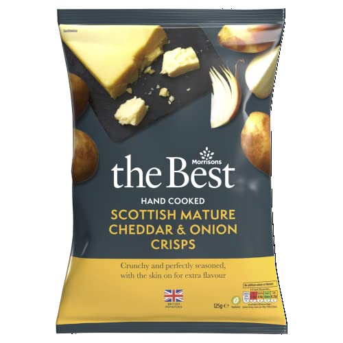 Morrisons The Best Hand Cooked Scottish Mature Cheddar & Onion Crisps 125 g Morrisons The Best Hand Cooked Scottish Mature Cheddar & Onion Crisps 125 g von Morrisons
