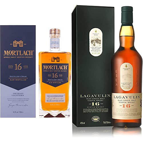 Mortlach 16 Jahre | Single Malt Scotch Whisky | 43,4% vol | 700ml & Lagavulin 16 Jahre | Islay Single Malt Scotch Whisky | mit Geschenkverpackung | Ausgezeichneter, aromatischer Single Malt | 700ml von Mortlach