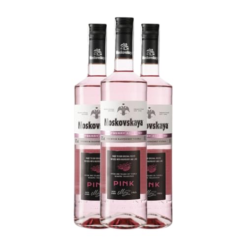 Wodka Moskovskaya Pink 70 cl (Schachtel mit 3 Flaschen von 70 cl)