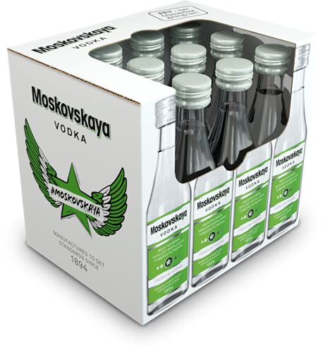 Moskovskaya Vodka Minis I 12 x 0,05 L I Gratis Gymbag & Merch-Artikel I Premium Vodka von Moskovskaya