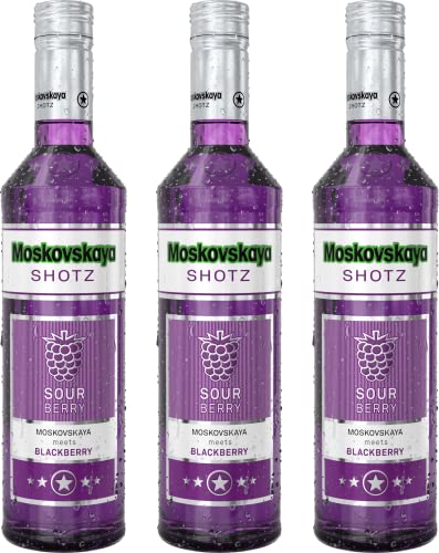 Moskovskaya Shotz Sour Berry Liqueur 17% vol. (3 x 0,5) | Fruchtiger Likör mit Brombeere-Geschmack von Moskovskaya