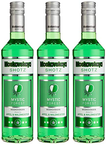 Moskovskaya Shotz Mystic Forest Liqueur 17% vol. (3 x 0,5) | Fruchtiger Likör mit Apfel- und Waldmeister-Geschmack von Moskovskaya