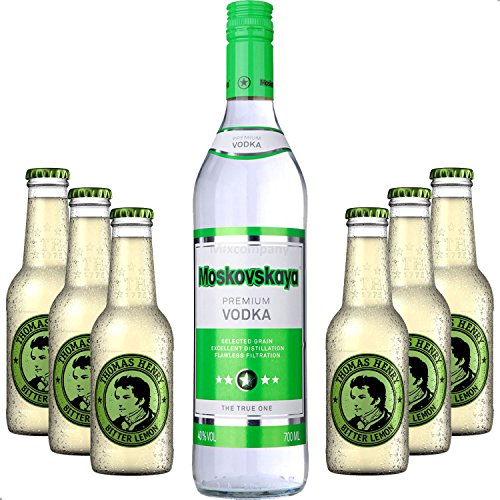 Vodka Lemon Set - Moskovskaya Vodka 0,5l (40% Vol) + 6x Thomas Henry Bitter Lemon 200ml - Inkl. Pfand MEHRWEG von Thomas Henry-Thomas Henry