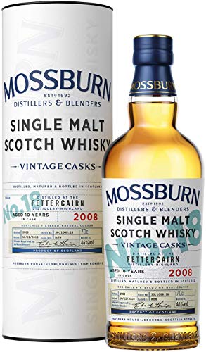 Fettercairn 10 Jahre | Vintage Casks Abfüllung von Mossburn | Single Malt Scotch Whisky | 0,7l. Flasche in Tube von Mossburn