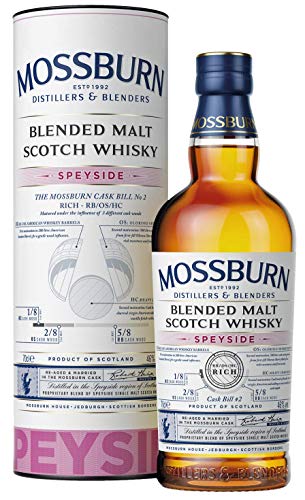 Mossburn Speyside | Rich Cask Bill No.2 | Blended Malt Scotch Whisky | 0,7l. Flasche in Tube von Mossburn