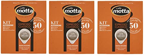 3x Motta Caffè Cialde ESE 44 mm 50 Kaffeepads Italienischer Kaffee gerösteten und gemahlenen Kaffee in recycelbaren Beuteln mit Kit mit Bechern, Rührstäbchen und Zuckerbeuteln 3x Motta Caffè Cialde ESE 44 mm 50 Kaffeepads Italienischer Kaffee gerösteten und gemahlenen Kaffee in recycelbaren Beuteln mit Kit mit Bechern, Rührstäbchen und Zuckerbeuteln von Motta