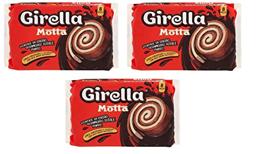 3x Motta Girella Snack Dolce da forno con farcitura al cacao Süßer Snack Backwaren mit Kakaofüllung ( 8 x 35g ) 280g von Motta