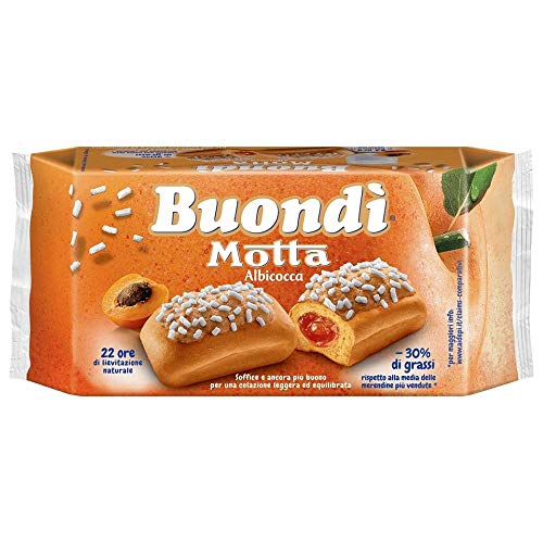 6x Motta Buondì Albicocca gebackener Kuchen mit Aprikosenfüllung abgepackte Snacks (6 x 43g ) 258g -30% von Fetten leichtes Frühstück von Motta