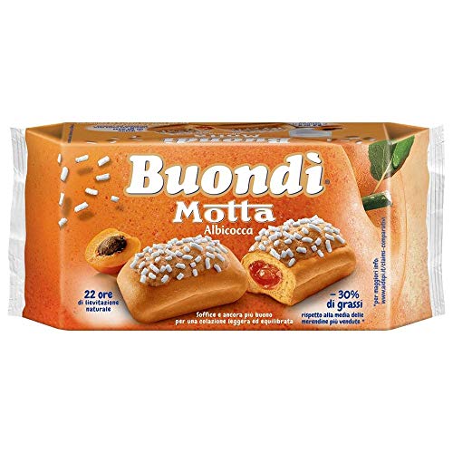 6x Motta Buondì Albicocca gebackener Kuchen mit Aprikosenfüllung abgepackte Snacks (6 x 43g ) 258g -30% von Fetten leichtes Frühstück von Motta