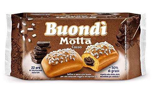 6x Motta Buondì Cacao gebackener Kuchen mit Kakaofüllung abgepackte Snacks ( 6 x 43g ) 258g -30% von Fetten leichtes Frühstück von Motta