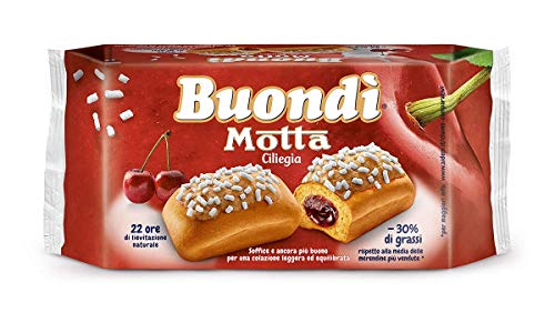 6x Motta Buondì Ciliegia gebackener Kuchen mit Kirschfüllung abgepackte Snacks ( 6 x 43g ) 258g -30% von Fetten leichtes Frühstück von Motta