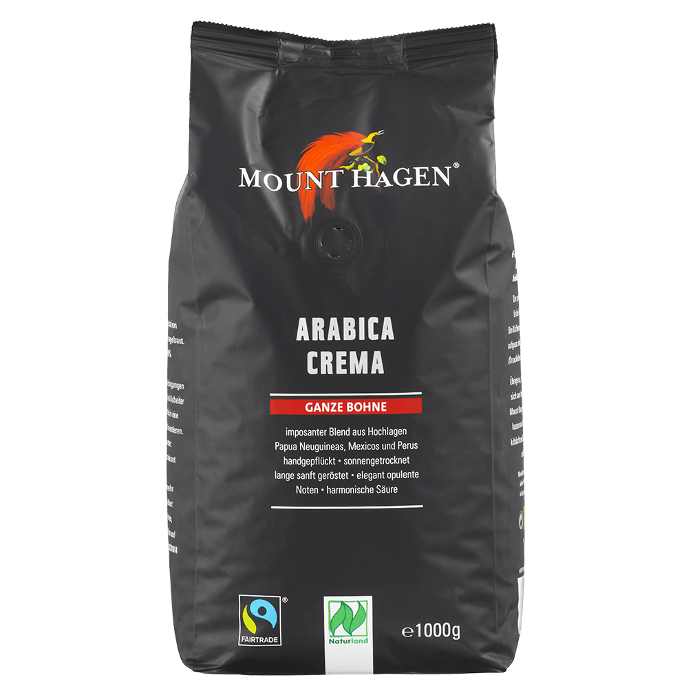 Bio Arabica Crema, ganze Bohne, 1kg Bio Arabica Crema, ganze Bohne, 1kg von Mount Hagen